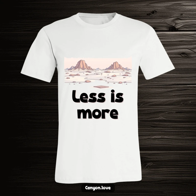 Funny T-Shirt displaying a minimalist depiction of a vast, rocky expanse, offering a serene and artistic landscape design.