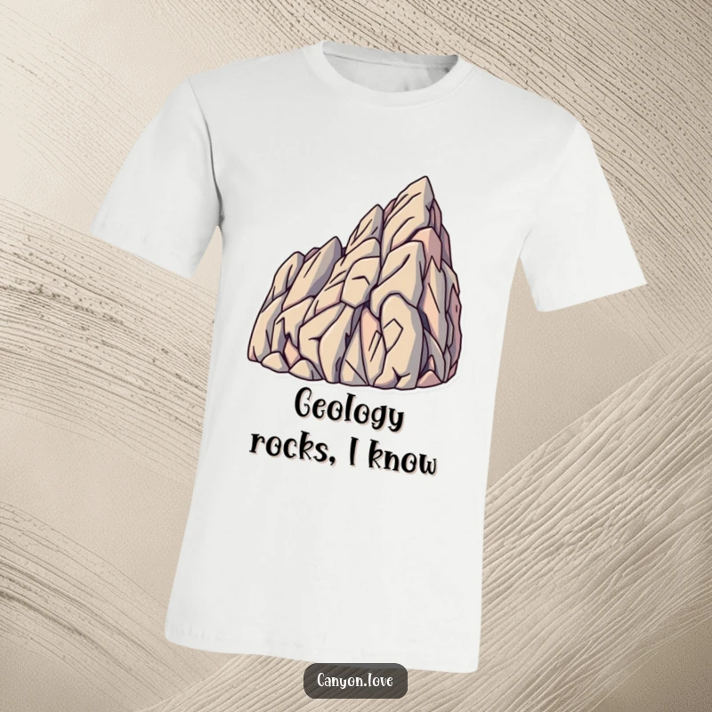 Funny T-Shirt displaying sharp, angled lines imitating rock strata formations, a stylish and earthy graphic design.