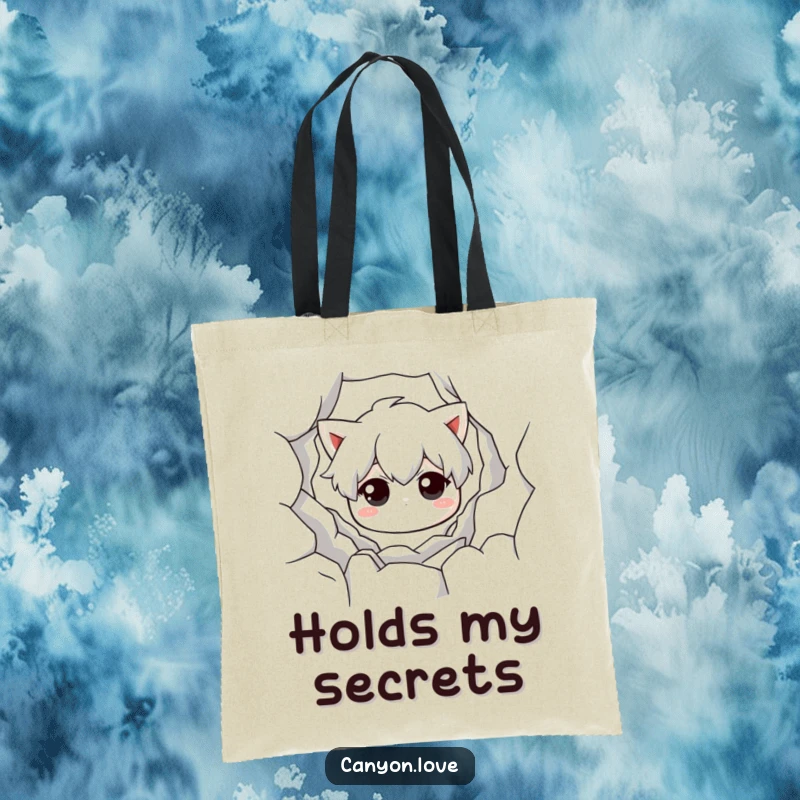 Funny Tote Bag with a monochromatic chasm design, accentuating texture and shadow for a dramatic and humorous artistic accessory.