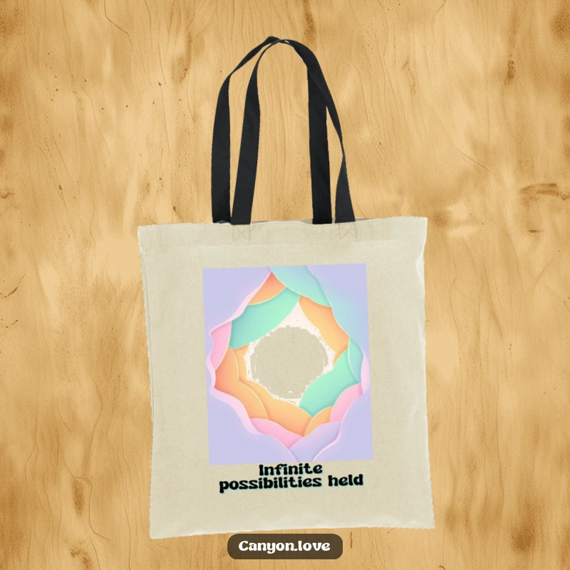 Funny Tote Bag displaying stylized overlapping gradient planes forming a chasm, a unique and artistic accessory for daily use.